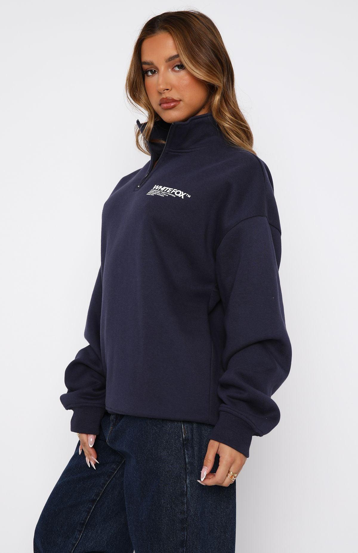 Like No One Else Zip Front Sweater Navy Product Image