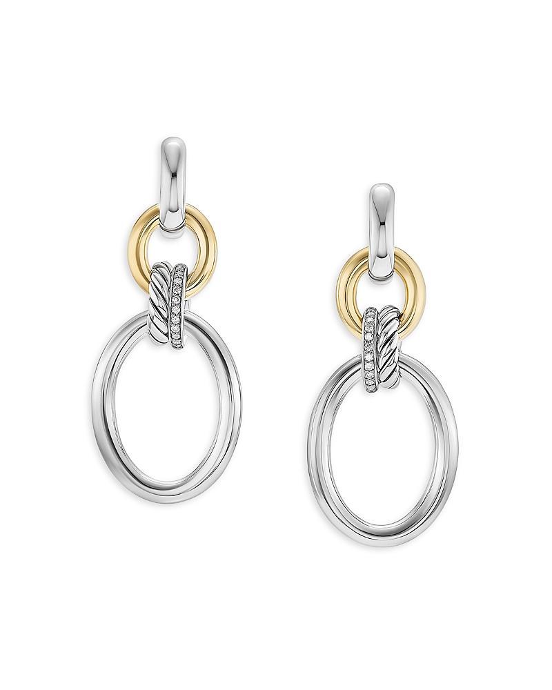 Womens DY Mercer Circular Drop Earrings In Sterling Silver With 18K Yellow Gold And Pav Diamonds Product Image