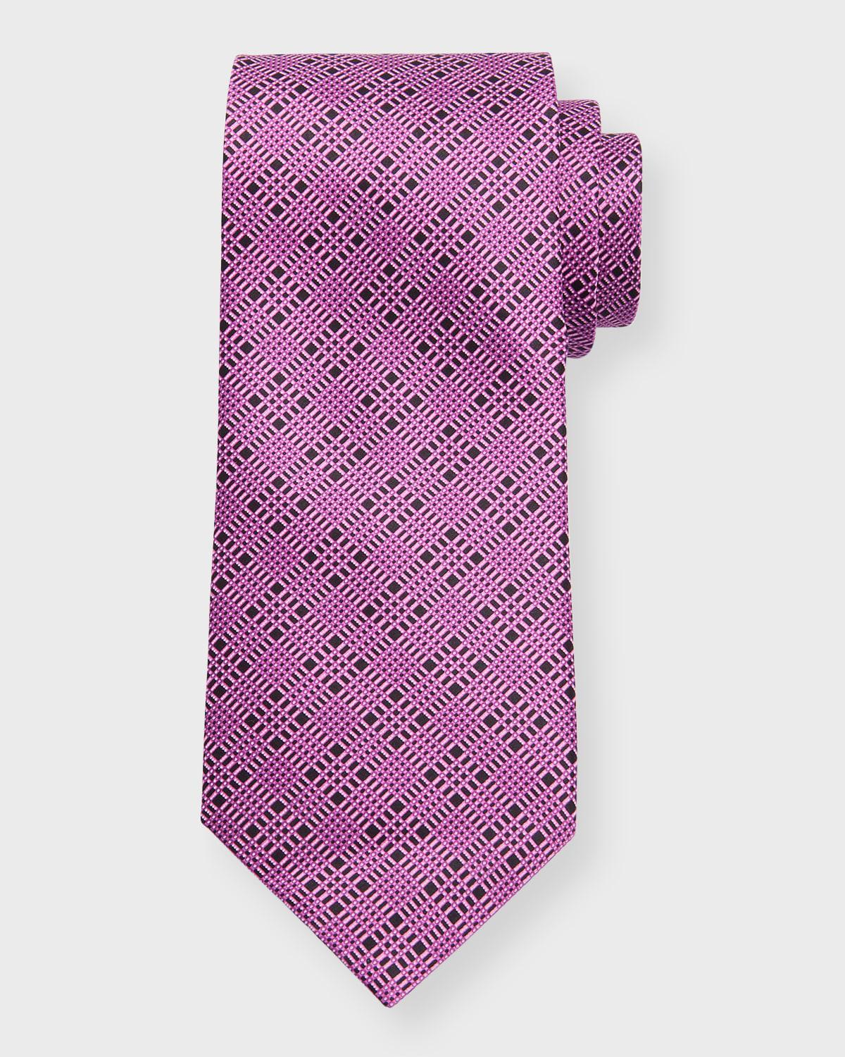 Mens Silk Small Plaid Tie Product Image