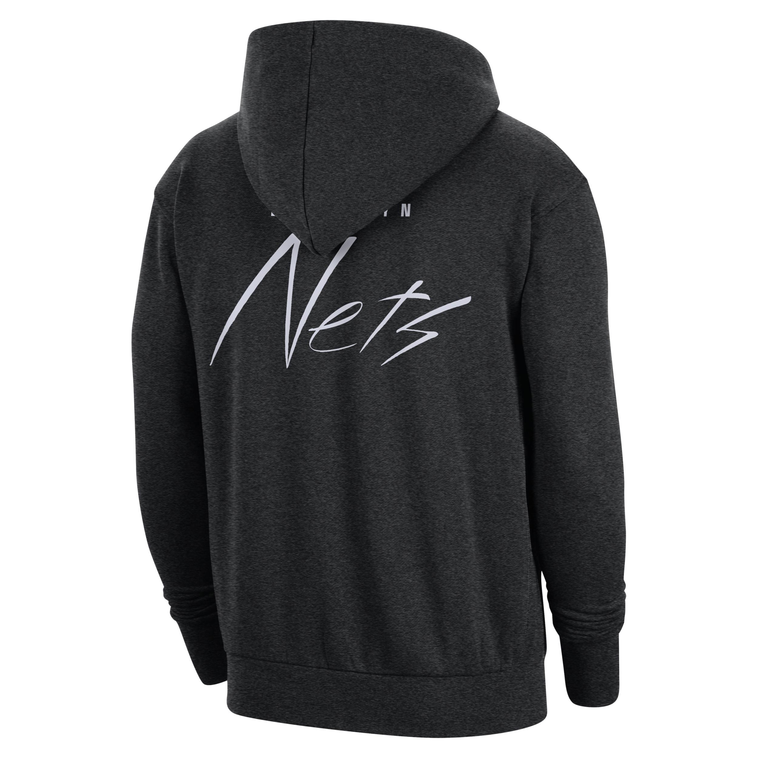 Mens Nike Heather Black Brooklyn Nets Courtside Versus Flight Pullover Hoodie Product Image