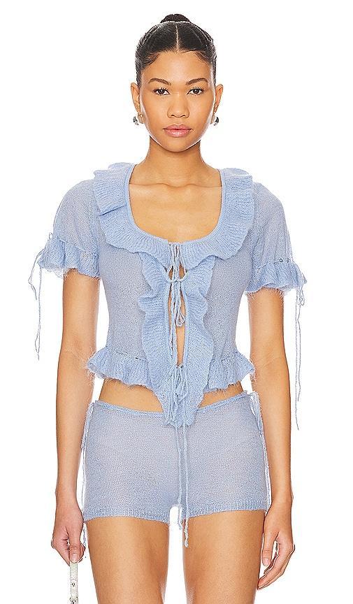 Ruffle Knit Tie Top Product Image