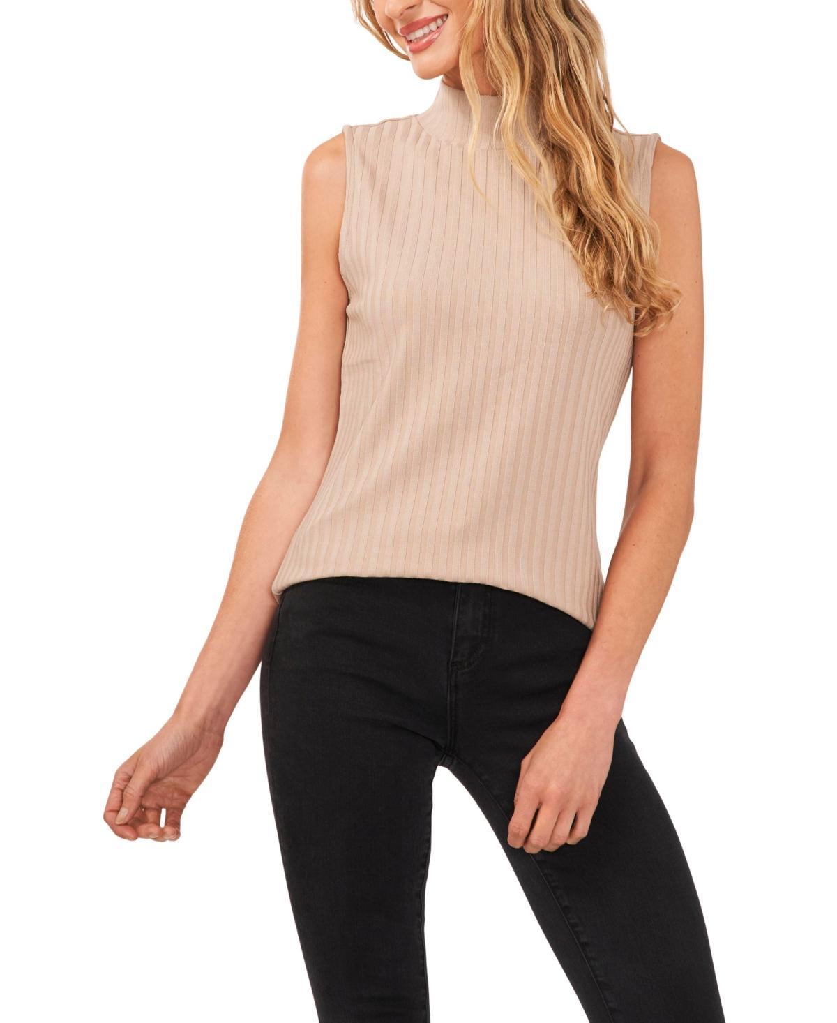 CeCe Womens Sleeveless Mock Neck Wide Rib Knit Top Product Image