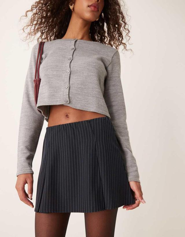 Miss Selfridge pinstripe pleated skirt in navy Product Image