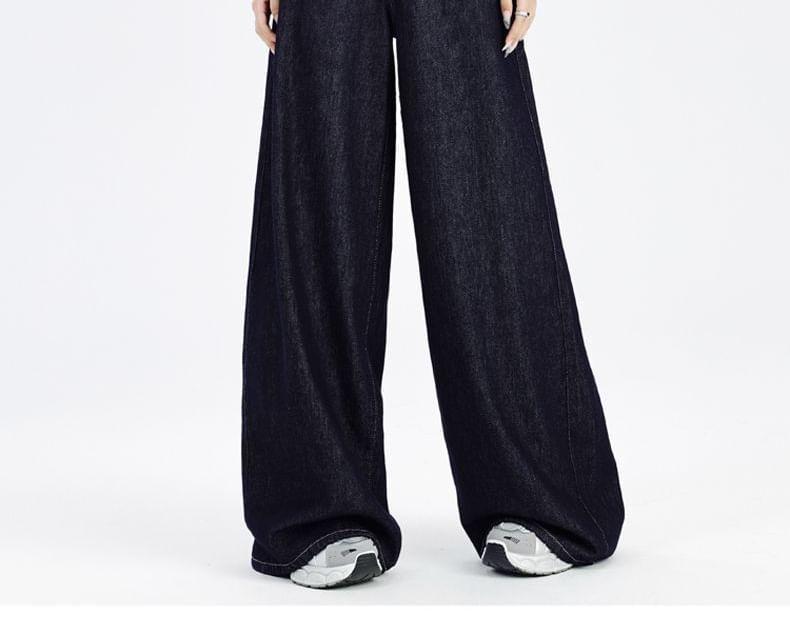 High Rise Fleece Lined Plain Wide Leg Jeans (Various Designs) Product Image