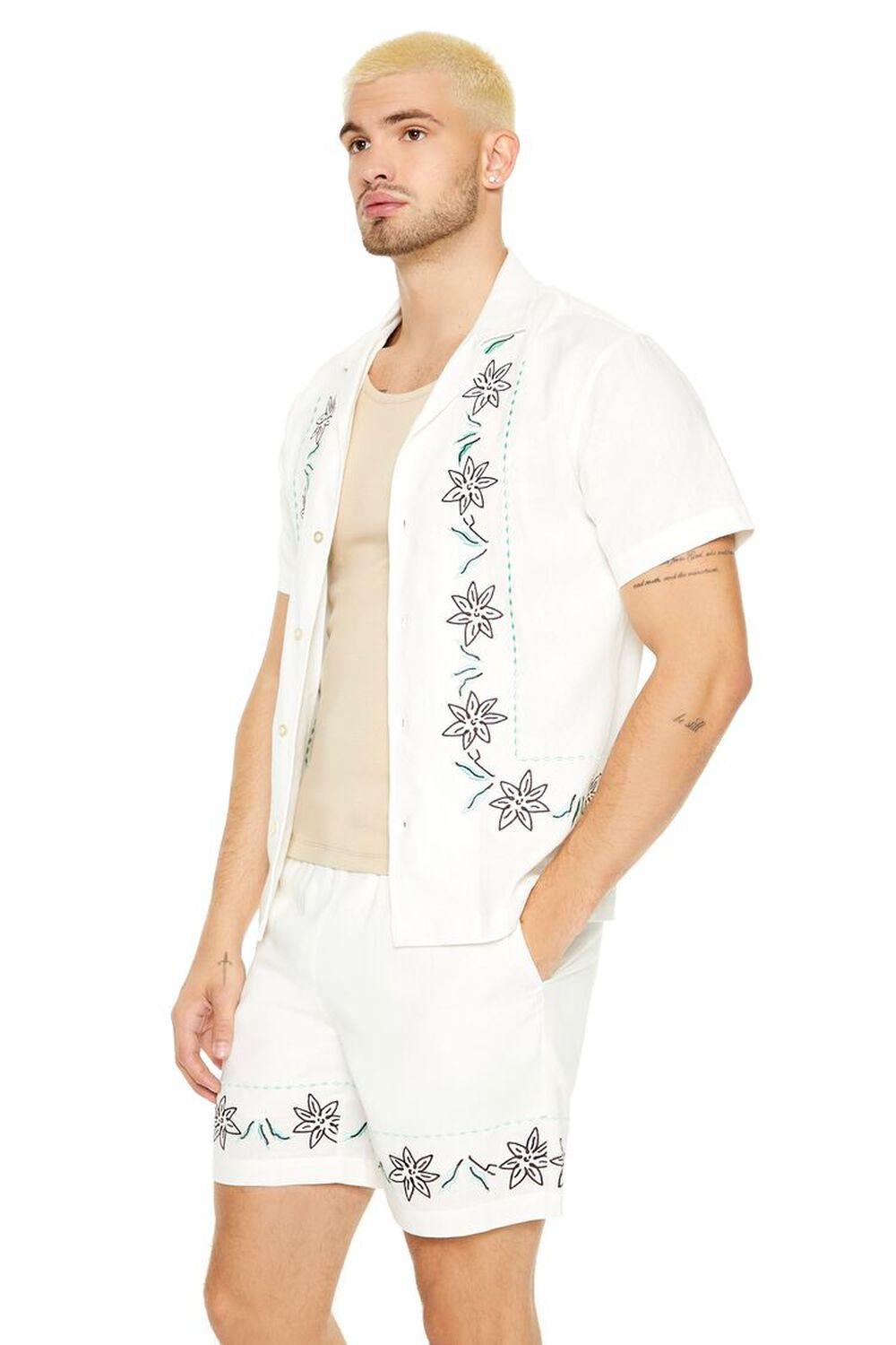 Floral Embroidered Linen-Blend Shirt | Forever 21 Product Image