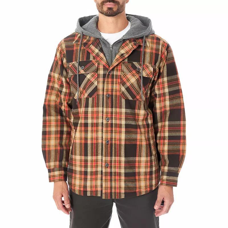 Mens Smiths Workwear Plaid Flannel Hooded Layered Shirt Jacket Product Image