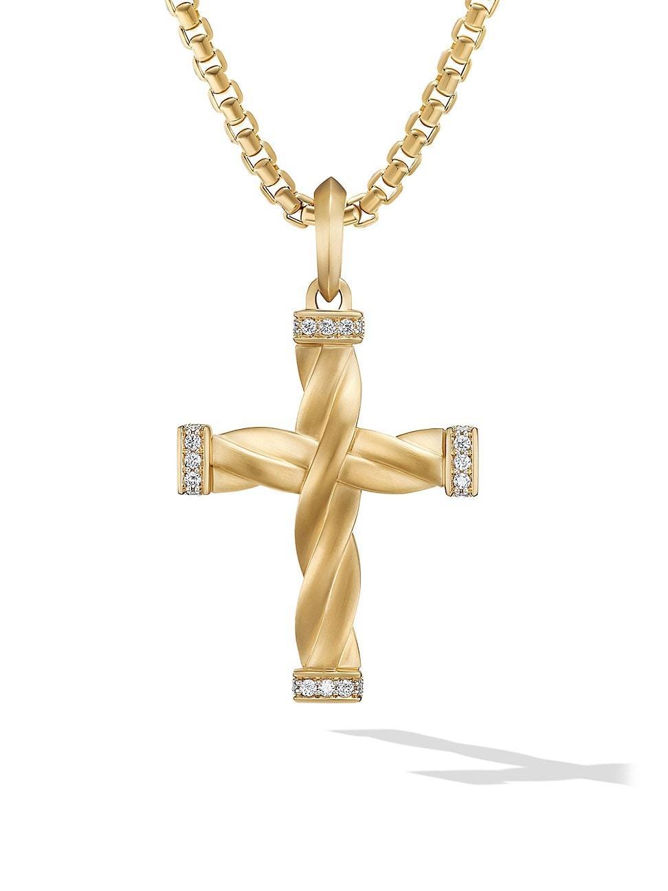 Mens DY Helios Cross Pendant in 18K Yellow Gold, 48MM Product Image