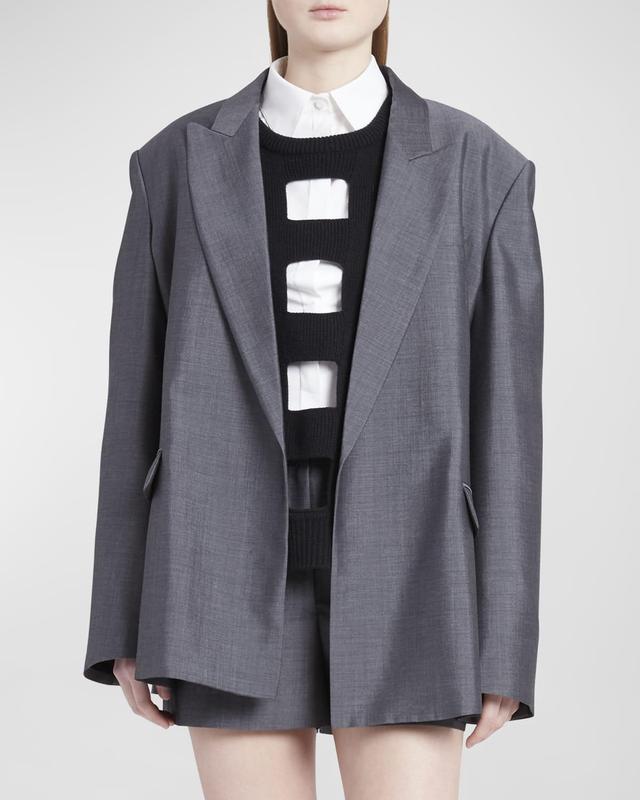 Mohair Wool Relaxed Blazer Jacket Product Image