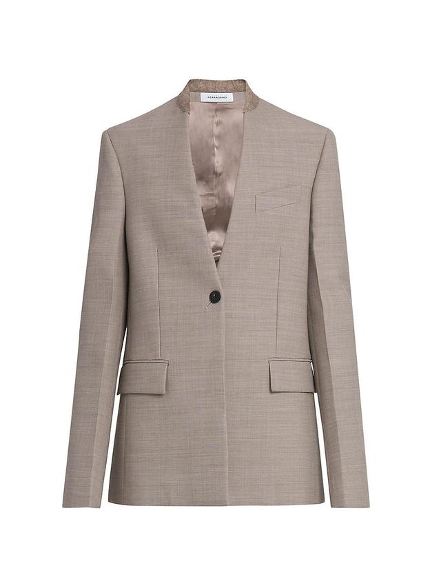 Womens Wool Collarless Blazer Product Image