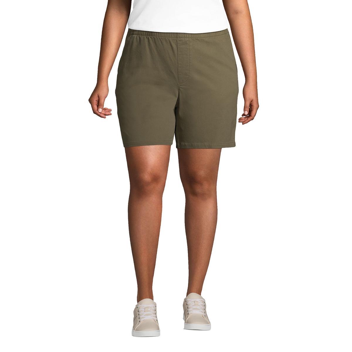 Plus Size Lands End Pull-On Chino Shorts, Womens White Product Image