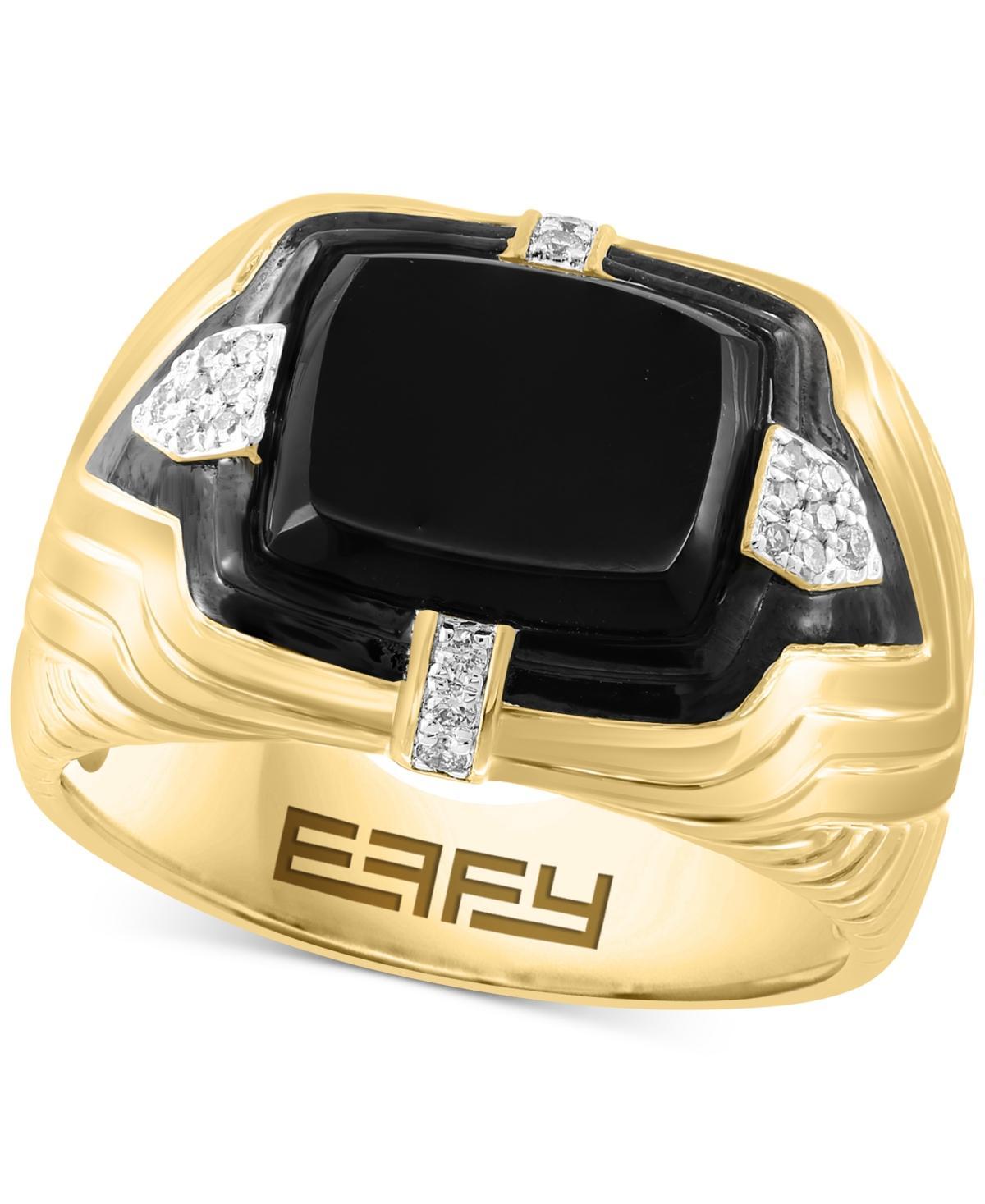 Effy Mens Onyx & Diamond (1/10 ct. t.w.) Ring in Gold-Plated Sterling Silver Product Image