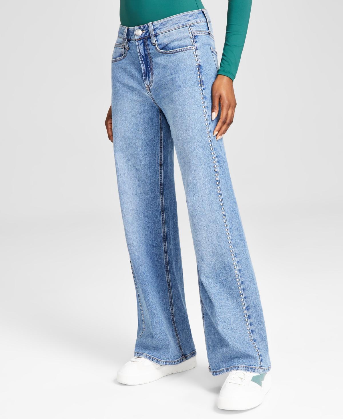 And Now This Womens Studded Wide-Leg Mid-Rise Jeans, Created for Macys Product Image