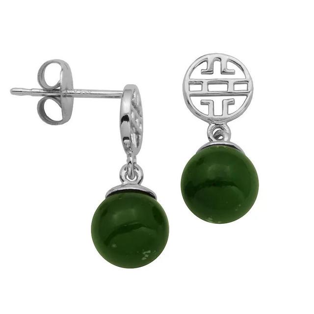 Dynasty Jade Sterling Silver Nephrite Jade Bead Drop Earrings, Womens Product Image