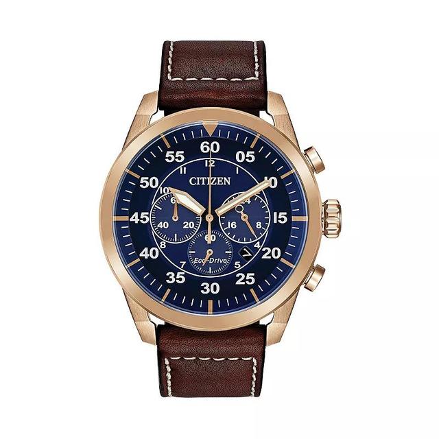 Men's Citizen Eco-DriveÂ® Avion Chronograph Gold-Tone Strap Watch with Blue Dial (Model: Ca4213-18L) Product Image