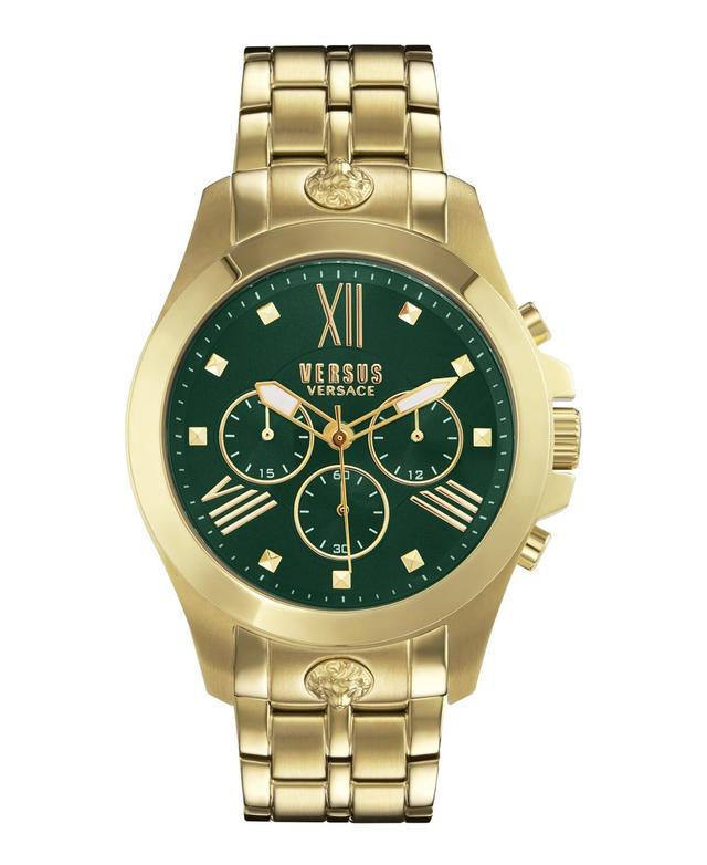 Versace Versus By Versace Mens Lion Chronograph Gold Tone Green Dial Stainless Steel Bracelet Watch Product Image