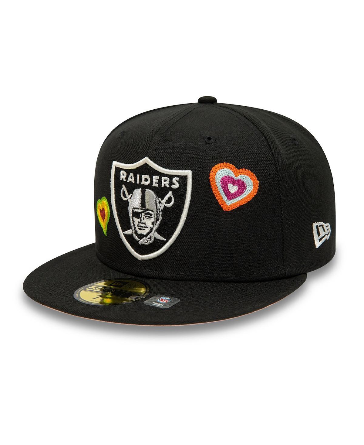 Men's New Era Black Las Vegas Raiders Chain Stitch Heart 59FIFTY Fitted Hat Product Image