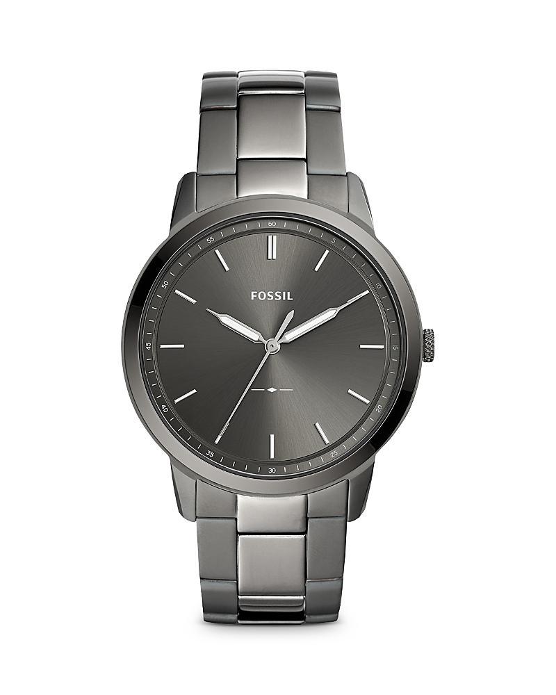 Fossil Mens Minimalist Smoke Stainless Steel Bracelet Watch 44mm Product Image