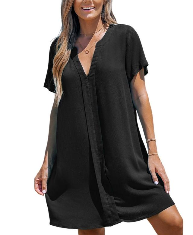 Cupshe Womens V-Neck Cover-Up Mini Dress Product Image