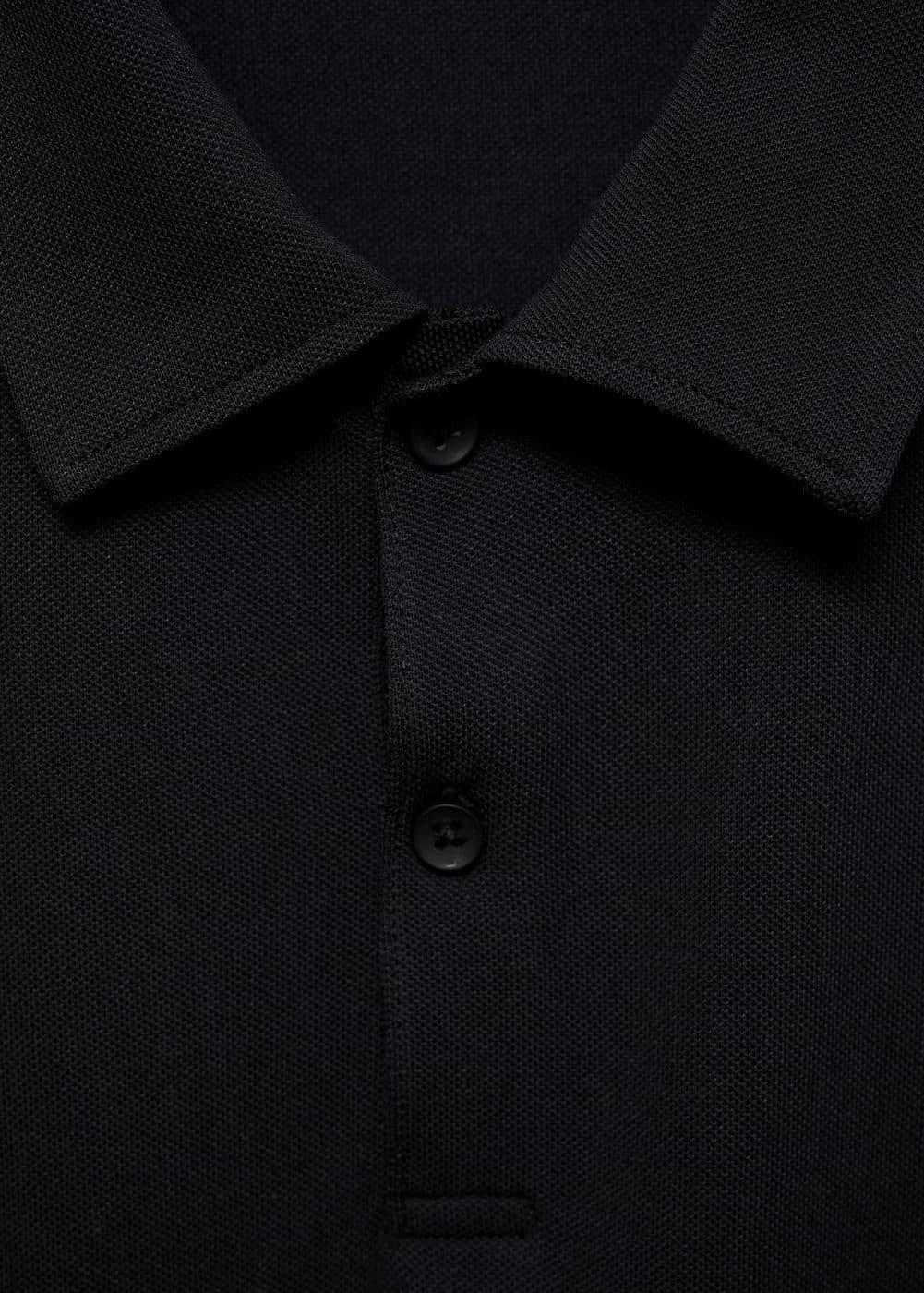 Slim-fit cotton piqué textured polo shirt - Men | MANGO USA Product Image