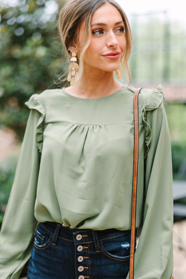 Feeling Important Light Olive Green Ruffled Blouse Female Product Image