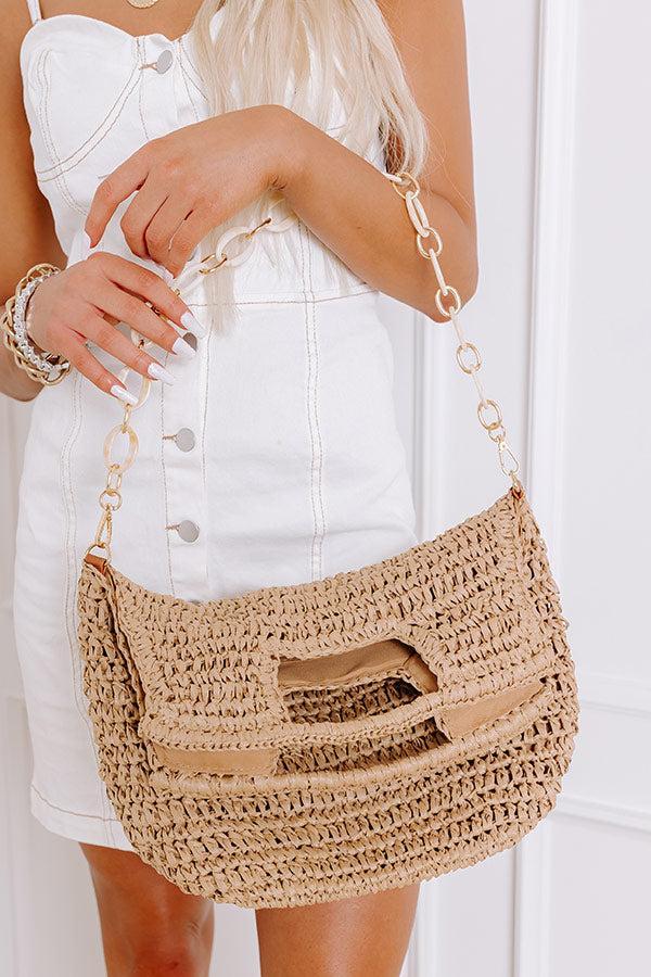 Sunny Day Stroll Woven Tote in Tan Product Image