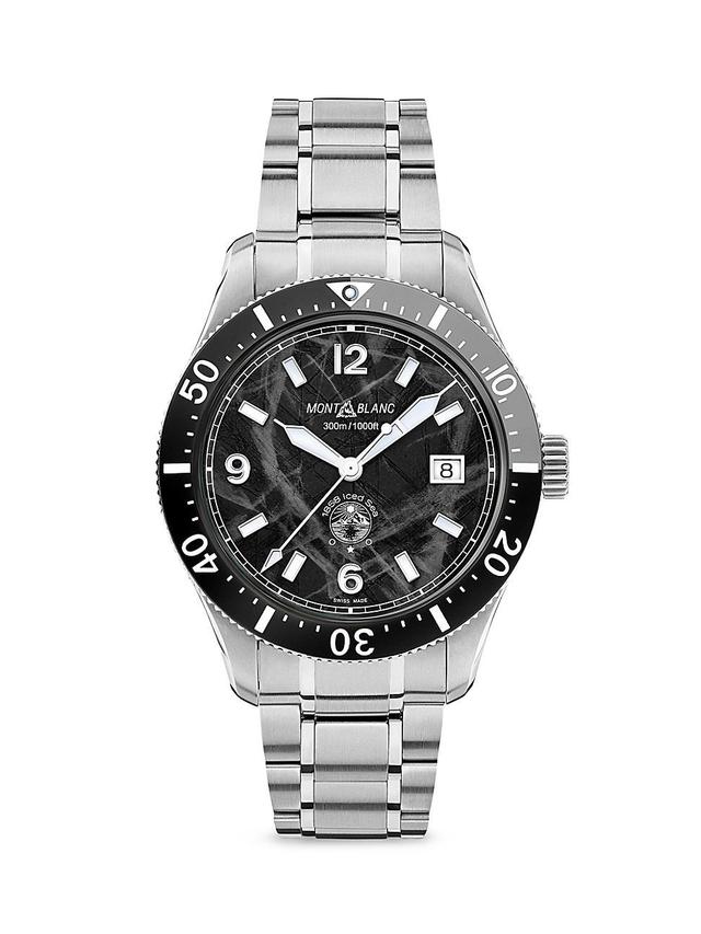 Mens 1858 Iced Sea Stainless Steel & Ceramic Bracelet Watch Product Image