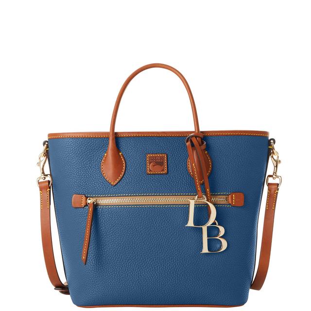 Dooney & Bourke Womens Pebble Grain Handle Leather Tote Shopping Bag in Jeans Product Image