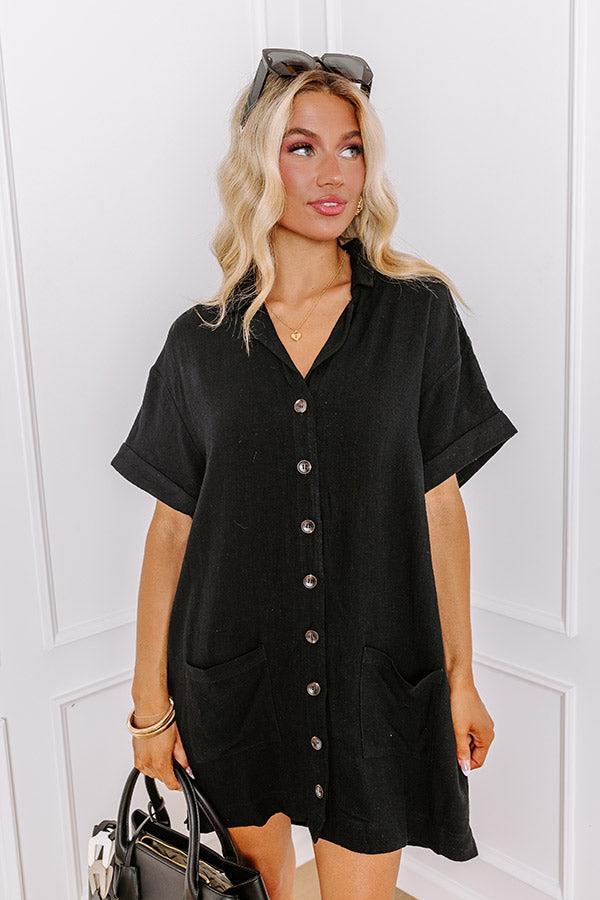 St. Lucia Bound Linen-Blend Mini Dress in Black Product Image