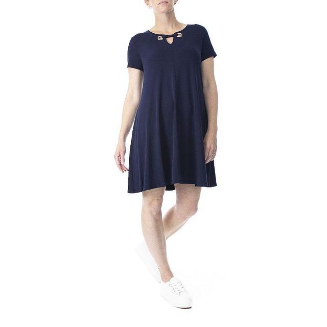 Womens Nina Leonard Embellished Swing Dress Dark Blue Product Image