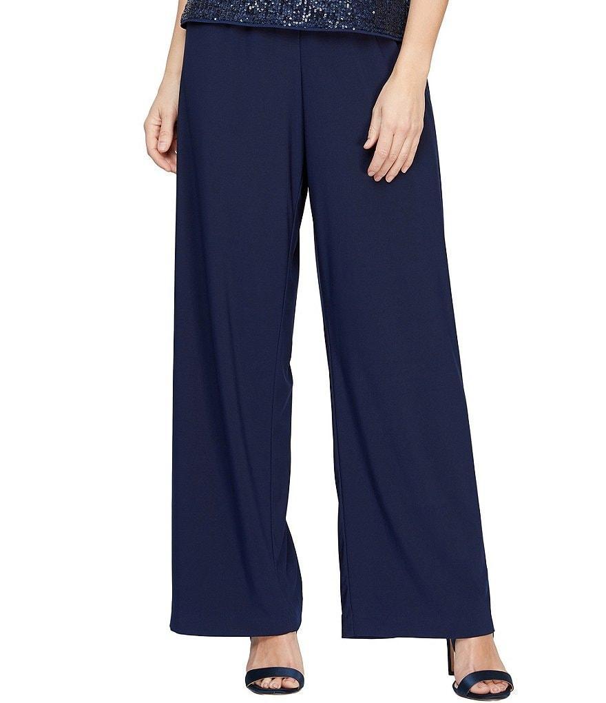 Alex Evenings Petite Size Matte Jersey Straight Leg Pants Product Image