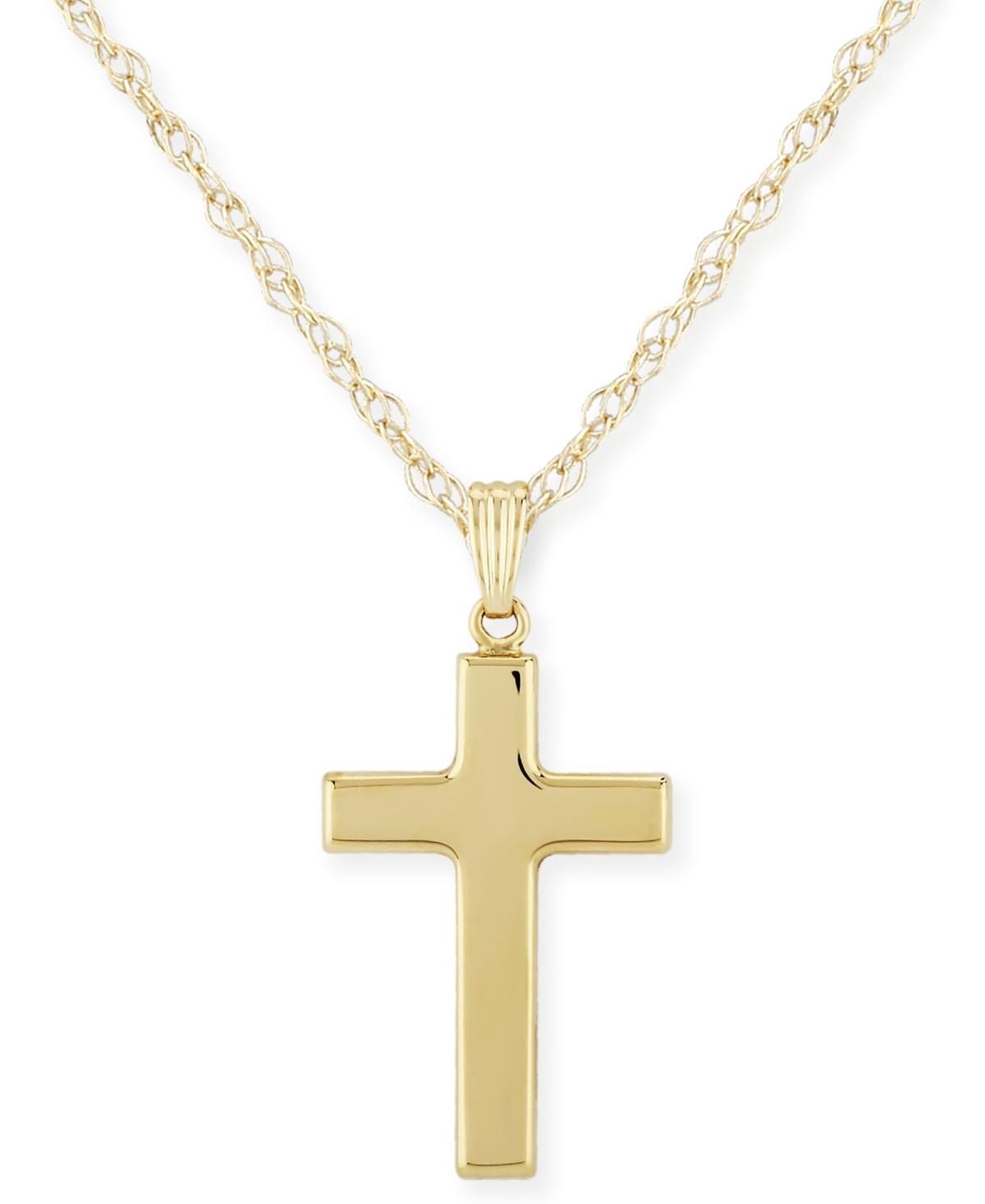 Flat Cross Necklace Set in 14k White Or Yellow Gold Product Image