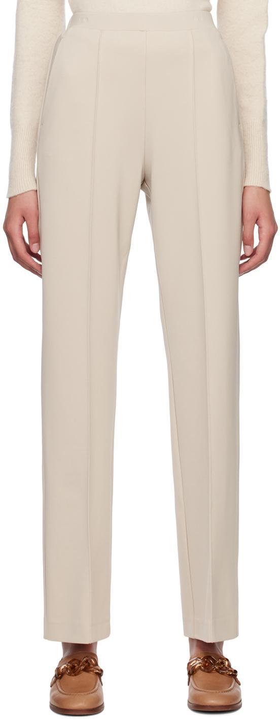 Beige Pinched Seam Trousers In 001 Ivory Product Image