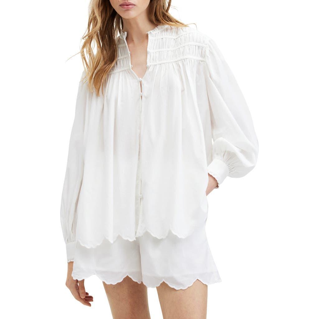 Womens Off White Etti Scalloped-hem Relaxed-fit Organic-cotton Shirt Product Image