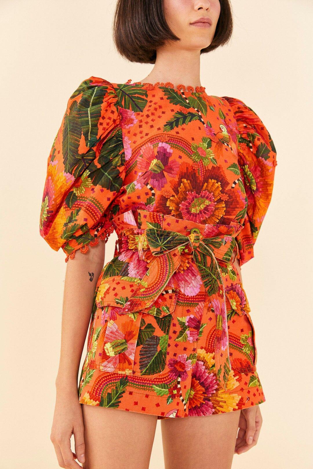 Orange Blooming Garden Shorts Product Image