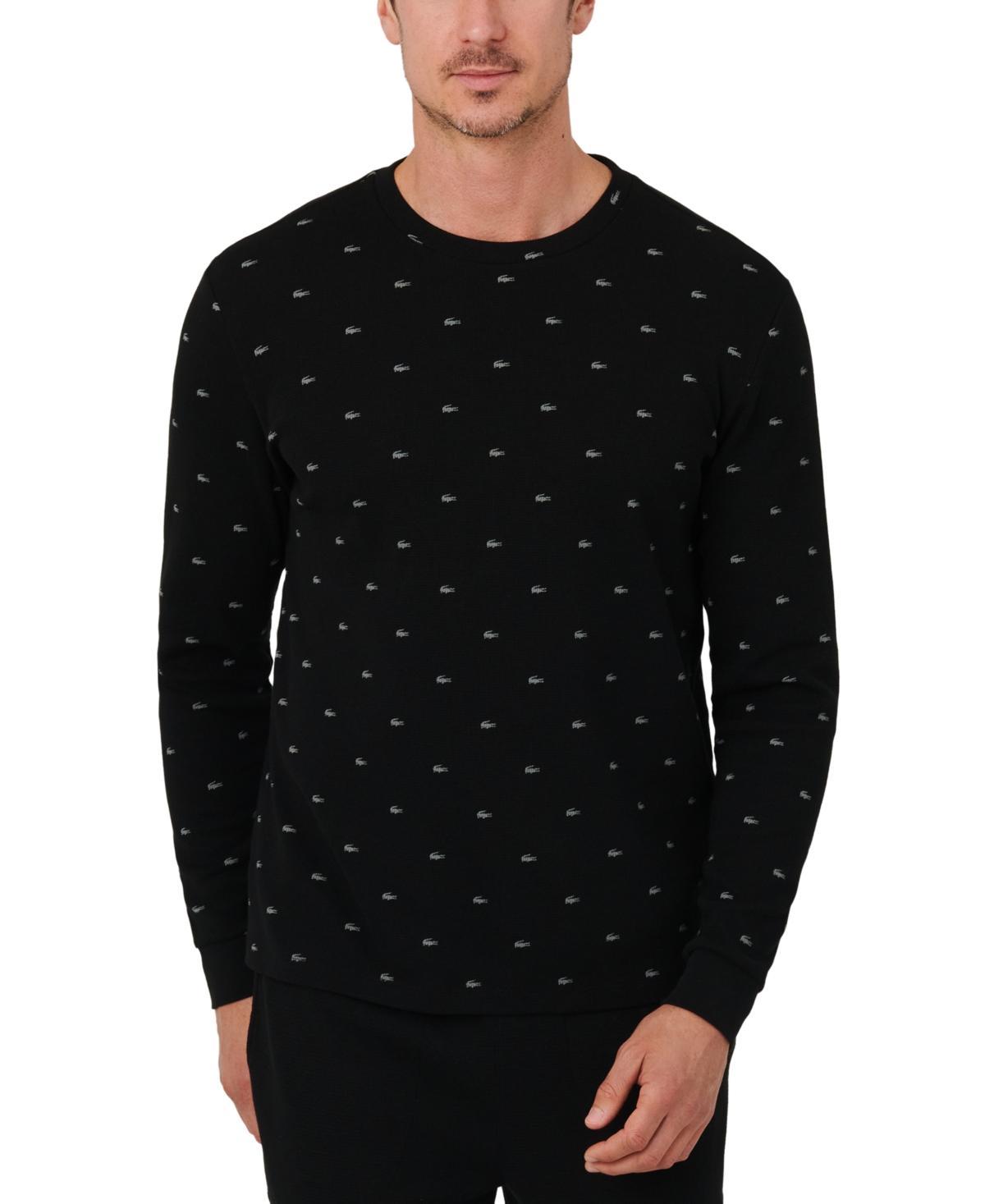 Lacoste Mens All Over Croc Print Long-Sleeve Sleep T-Shirt Product Image