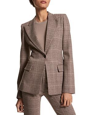 Michael Kors Collection Georgina Plaid Stretch Virgin Wool Blazer Product Image