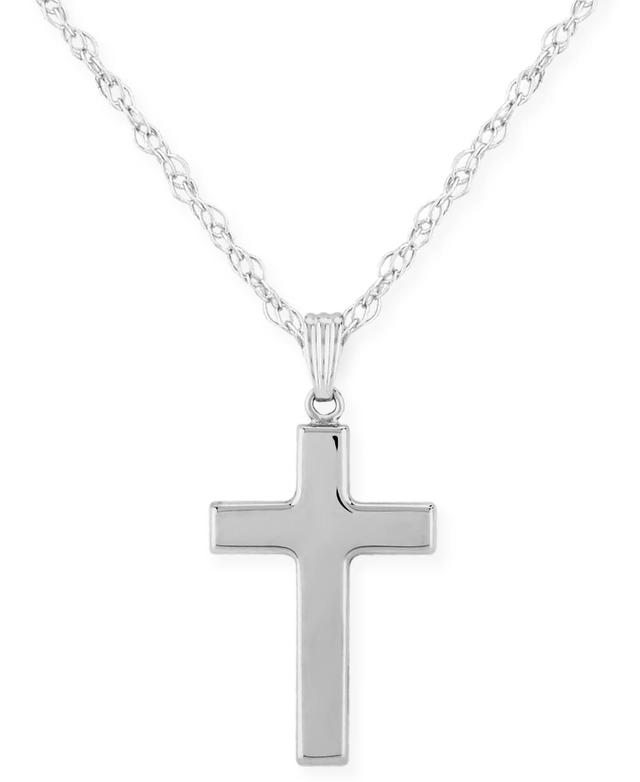 Flat Cross Necklace Set in 14k White Or Yellow Gold Product Image