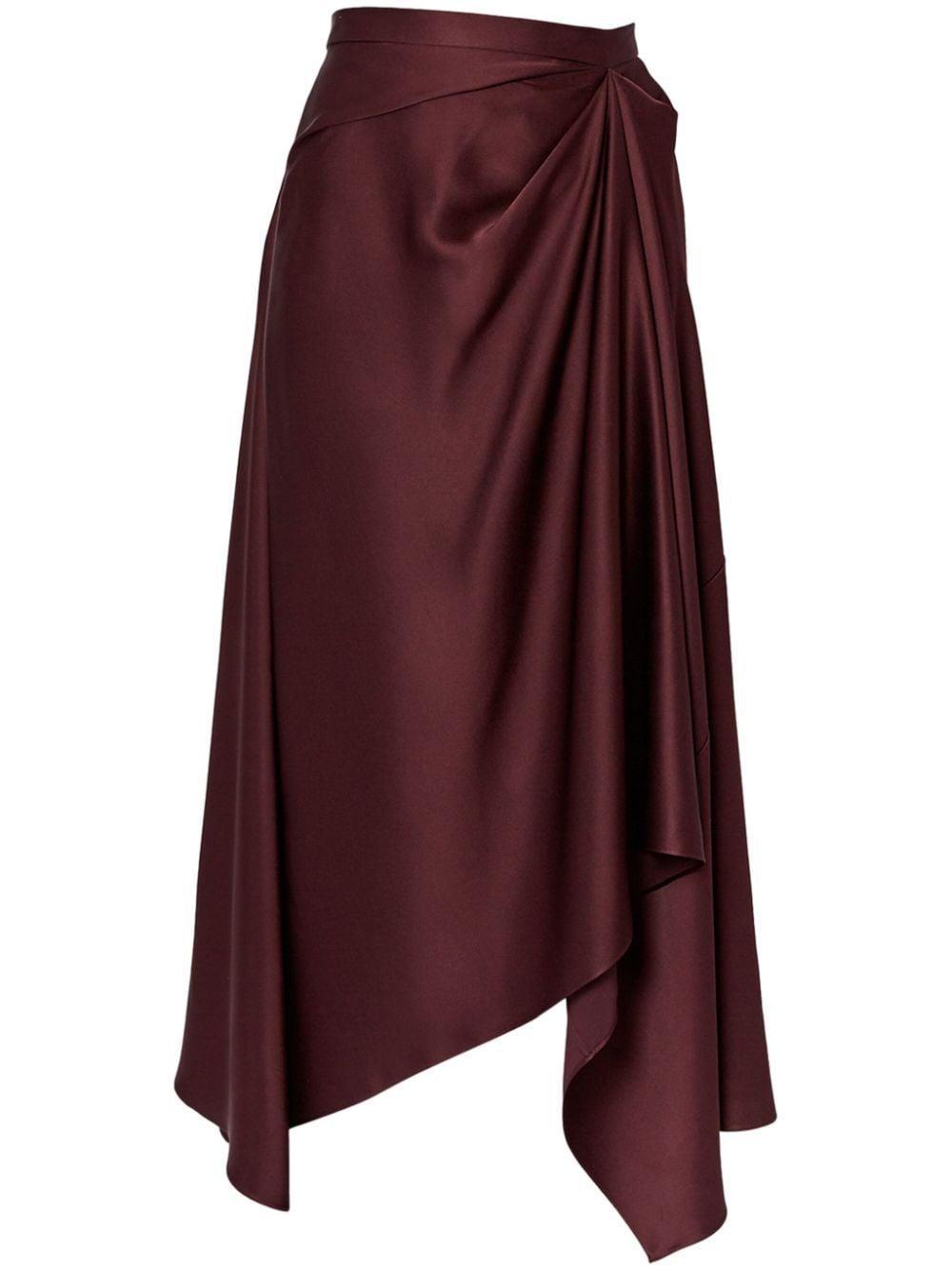 asymmetric-design draped midi skirt  product image