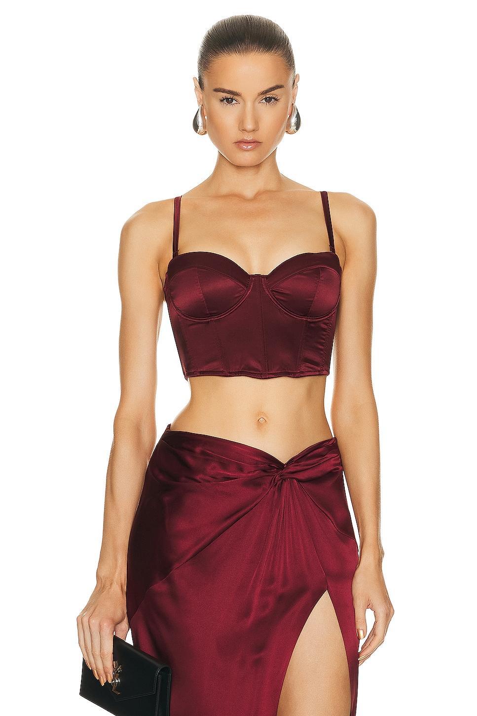 fleur du mal Cropped Hamptons Bustier Top Burgundy. (also in ). Product Image