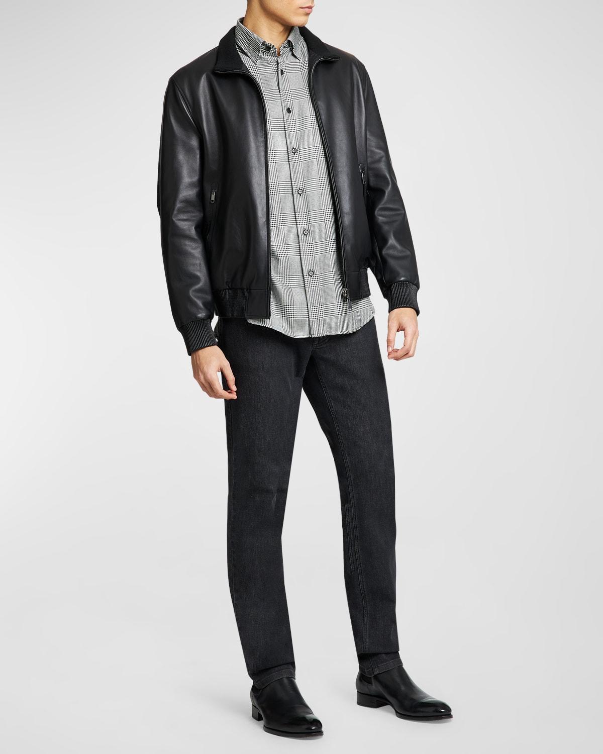 Mens Reversible Leather Blouson Jacket Product Image