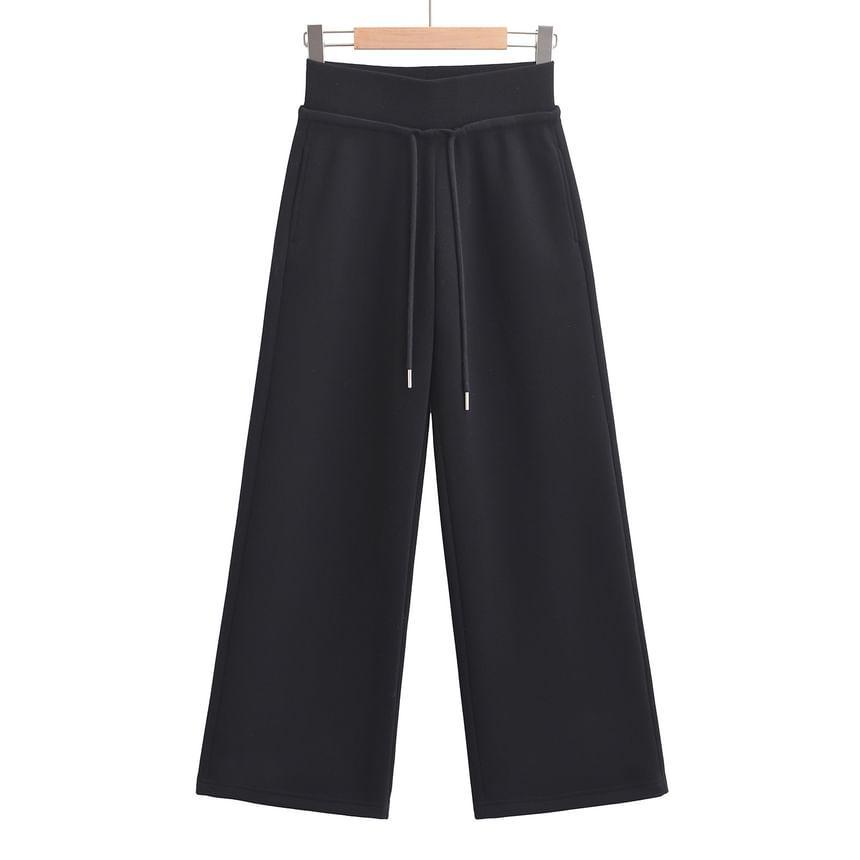 High Rise Plain Loose-Fit Wide-Leg Sweatpants Product Image