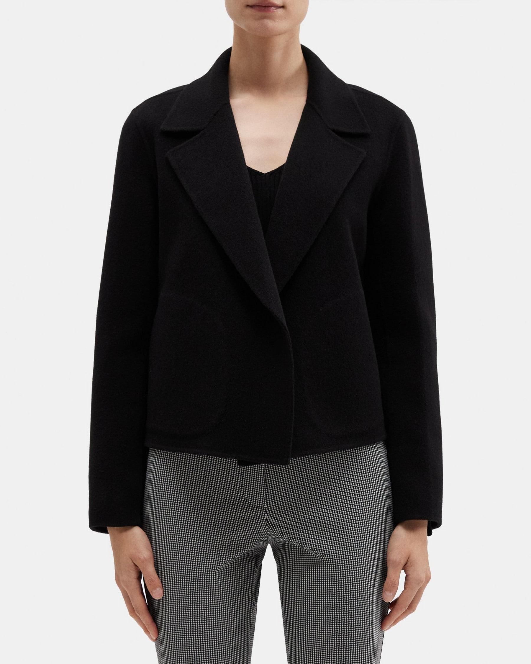 Cropped Open Front Jacket in Double-Face Wool-Cashmere Product Image