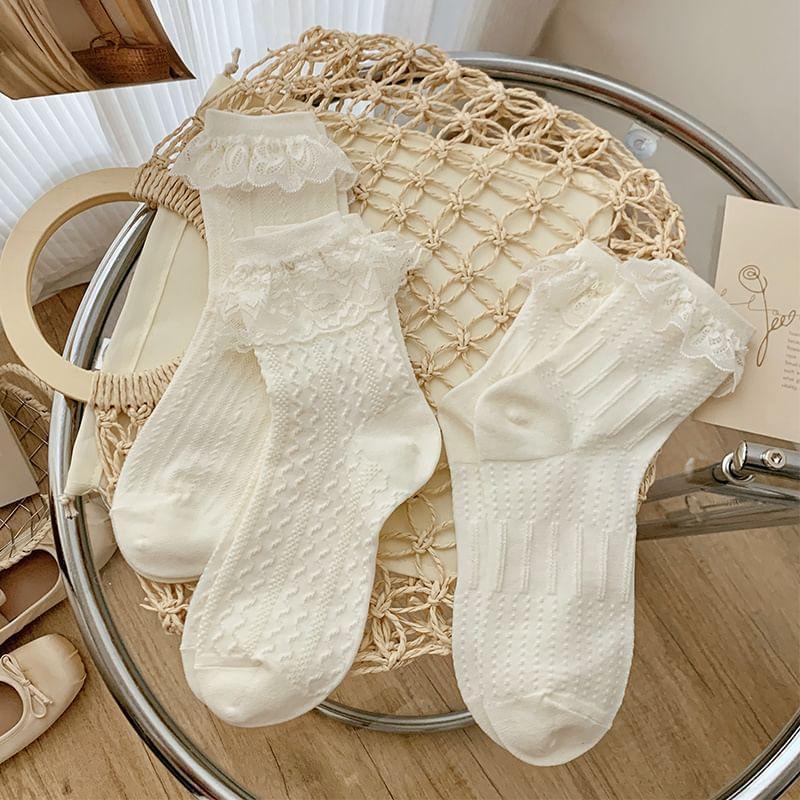 Plain Lace Ruffle Socks Product Image