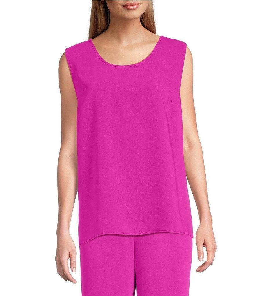 Caroline Rose Matte Crepe Scoop Neck Sleeveless Tank Top Product Image