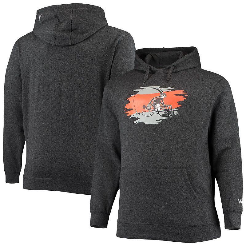 Mens New Era Charcoal Cleveland Browns Big & Tall Primary Logo Pullover Hoodie Product Image