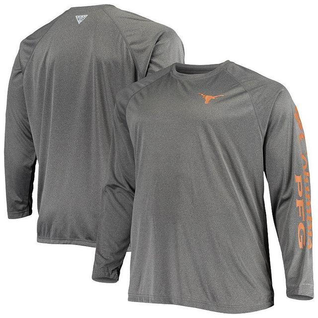 Mens Columbia Charcoal Texas Longhorns Big & Tall Terminal Tackle Omni-Shade Long Sleeve Raglan T-Shirt Product Image