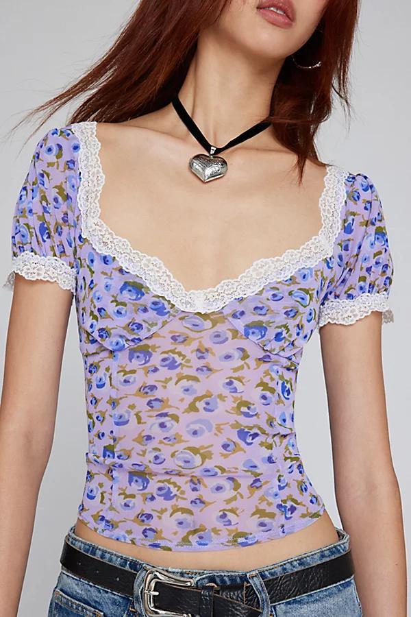 Kimchi Blue Blake Puff Sleeve Mesh Top Womens at Urban Outfitters Product Image