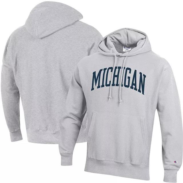 Mens Champion Heathered Gray Michigan Wolverines Team Arch Reverse Weave Pullover Hoodie Product Image