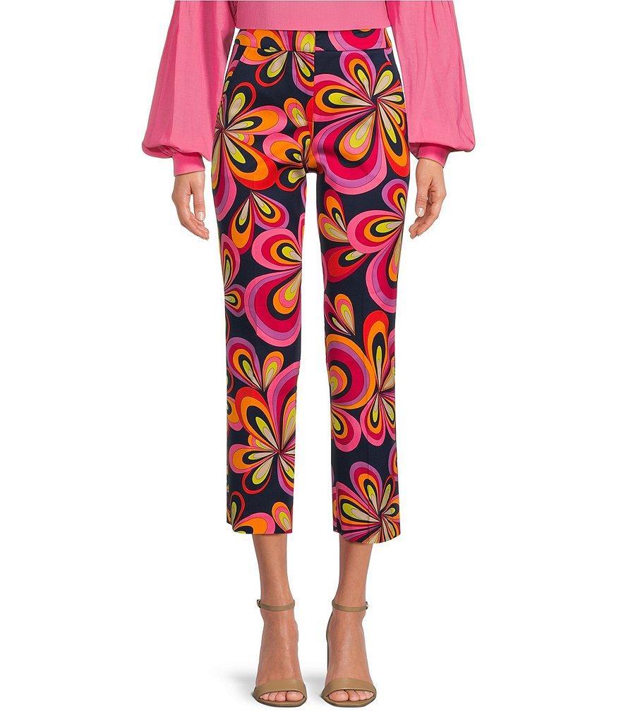 Trina Turk Lulu Floral Retro Abstract Print Cropped Kick Flare Pant Product Image