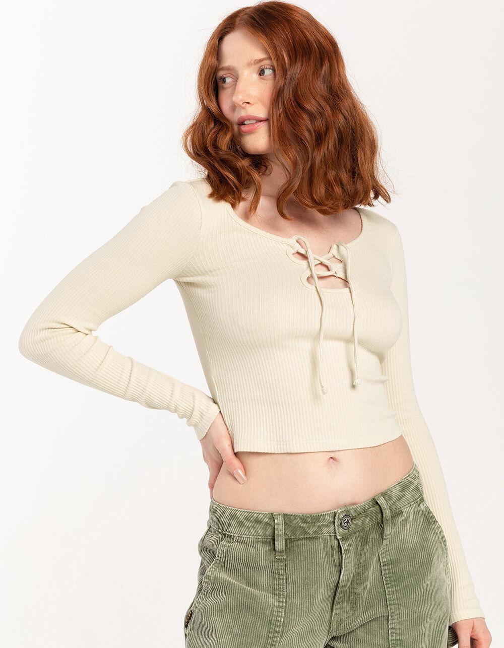 FIVESTAR GENERAL CO. Lace Up Womens Long Sleeve Top Product Image